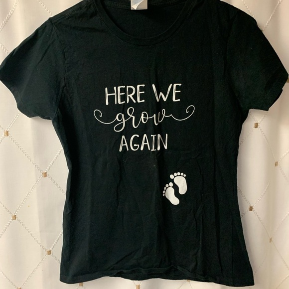 🎉 Host Pick🎉 “Here We Grow Again” pregnancy Announcement Shirt (Worn ONCE) - Picture 3 of 6